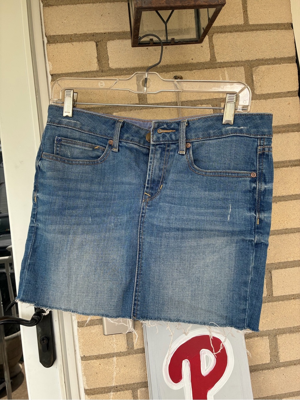 GAP Blue Denim Mini Skirt with Raw Hem